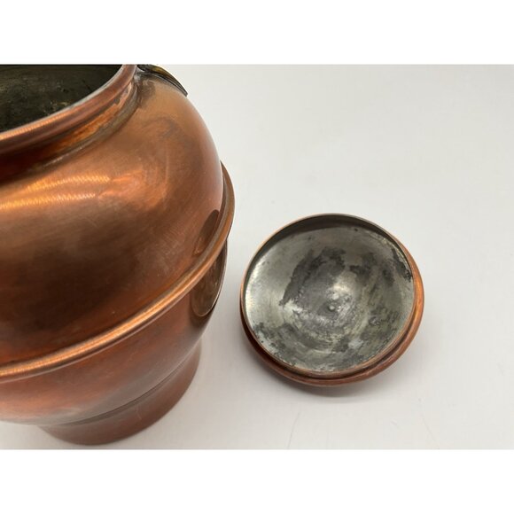 Antique Swedish Copper Ware Copper Pot, Pail, or Churn with Lid and Handle 5.5" - Picture 12 of 14